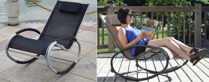 Custom Outdoor Indoor Mesh Fabric Metal Swing Rocking Chair for Adult.