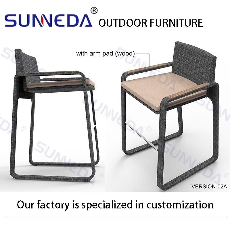 Water-Proof Wicker Metal Bistro Bar Tall Chair