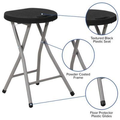 Black Plastic Seat Foldable Stool