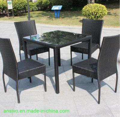 Rattan Furniture Hotel Restaurant Table and Chair Room Tea Seat Courtyard Balcony PE Rattan Dining Table and Rattan Chair