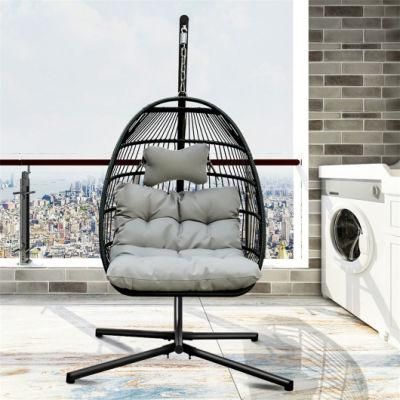 Outdoor Garden Furniture Patio Hanging Swing Chair Hammock Metal Rattan Egg Swing with Stand