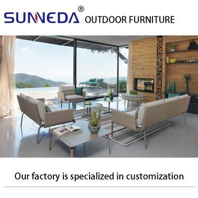 Outdoor Furnitures Garden Leisure Luxury Woven Rattan Wicker Sofas with Chairs Table