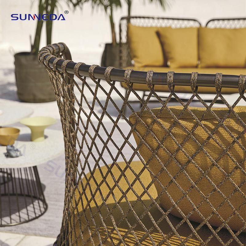 Modern Comfortable Aluminum Outdoor Garden Rope Sofa Set
