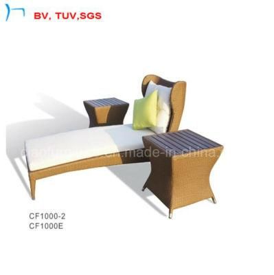 Garden Wicker Chaise Sun Lounge Bed Withside Table (CF1002L+CF1000E)