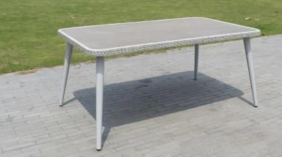 Light Grey PE Rattan Table Aluminum Frame Table