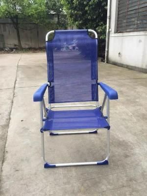 Royal Blue Folding Sling Chair 7 Levels Adjustable Backrest, Indoor Outdoor Armrest Beach Chair