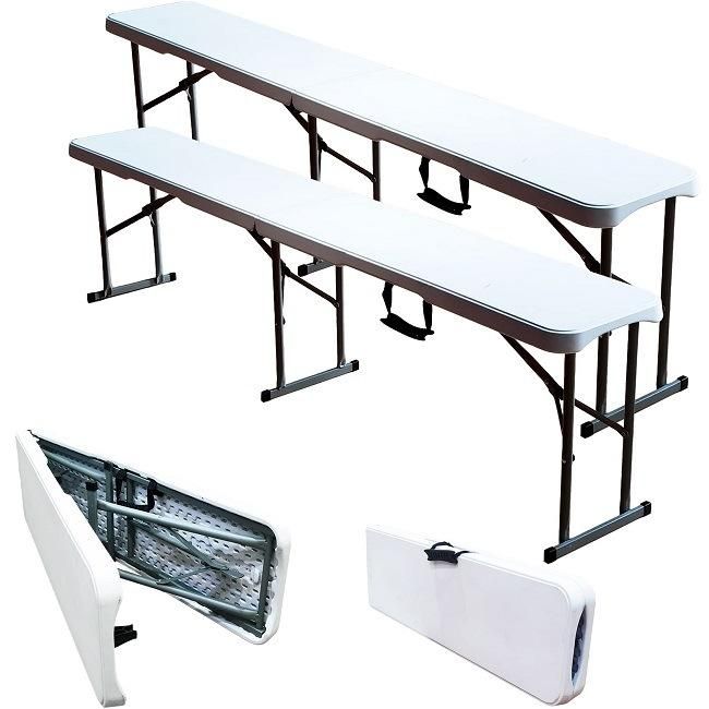 High Quality Outdoor Garden Patio Portable Plastic White Folding Bench