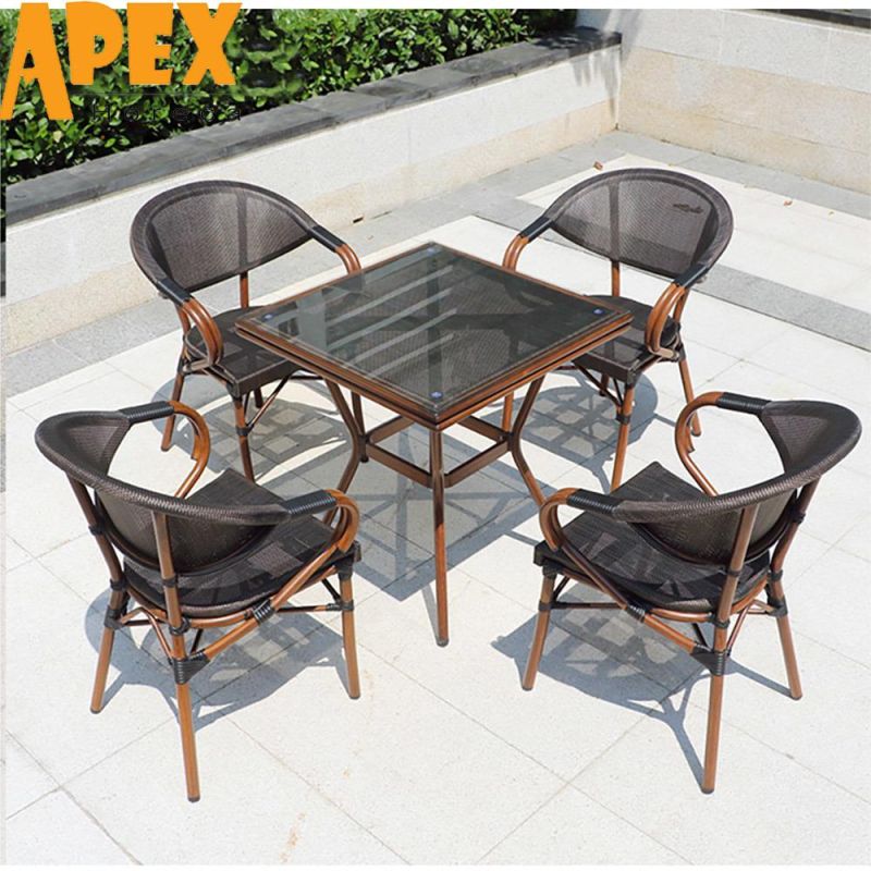 Outdoor Hotel Furniture Aluminum Frame Restaurant Table Chair Set Wholesale
