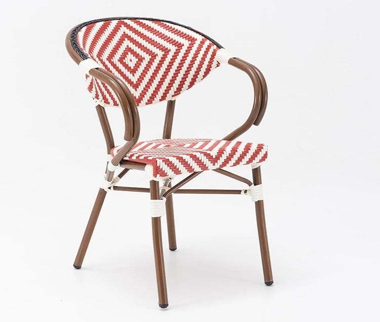 Vangarden Excellent Metal Rattan Stacking French Bistro Chair