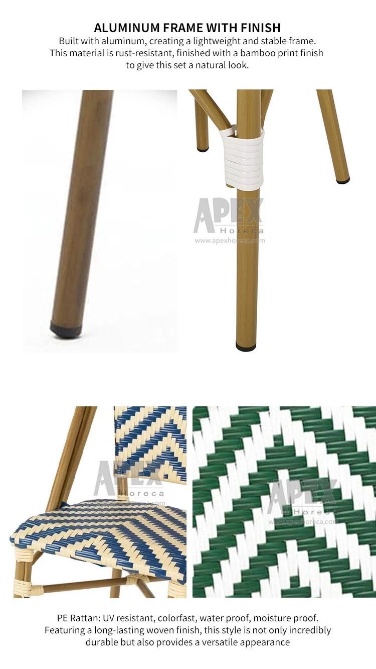 Wholesale Outdoor Balcony Aluminum Bamboo Look Wicker Rattan Chair