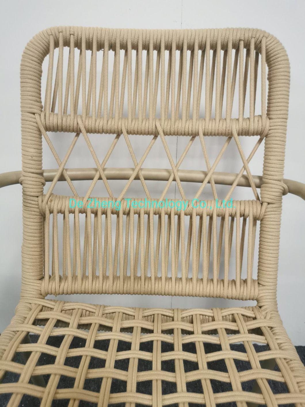 China Wholesale Aluminum French Rope Dining Chair Garden Rope Chair Antique Coffee Restaurant Chair Outdoor Dining Chair
