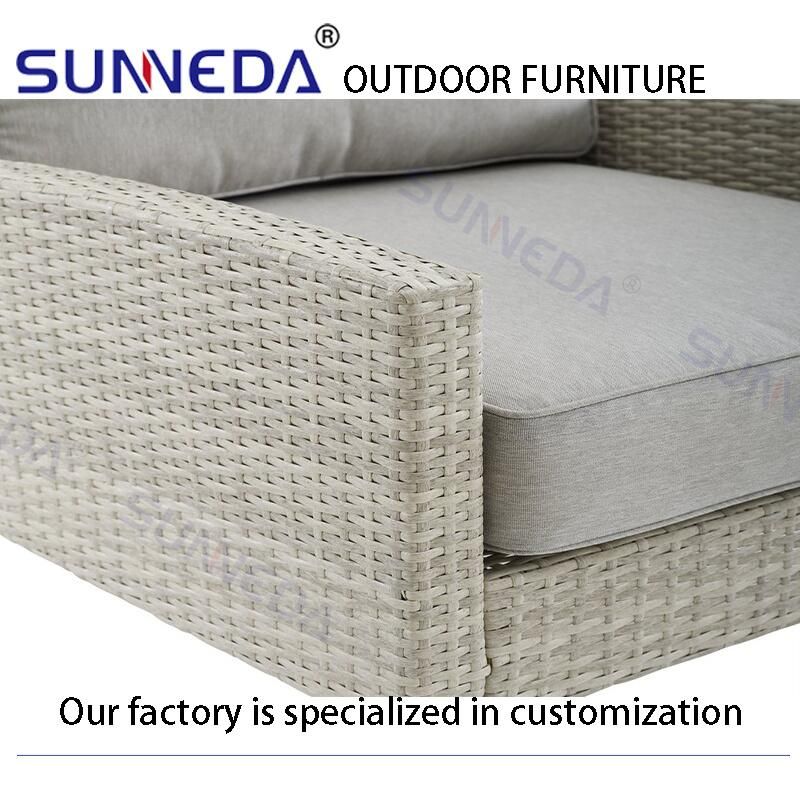 Nordic Style Outdoor Chair Aluminum Rattan Wicker Woven Sofa Sets Garden
