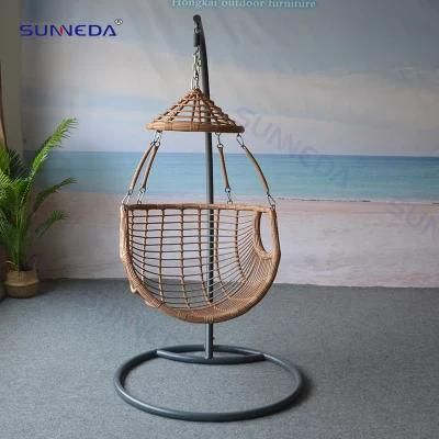 Garden Patio Furniture Wicker Chair Rattan Swing Chair with Soft Cushion