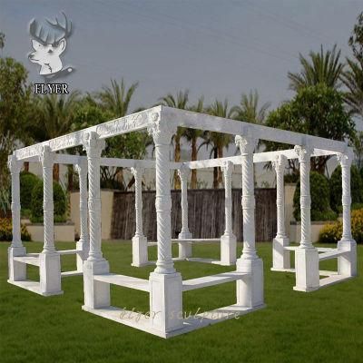 White Marble Half Round Long Column Pergola Garden Tent