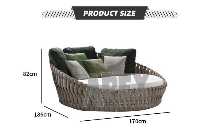 Hotel Pool Rattan Outdoor Furniture Sunbed Daybed with Sunshade Cover