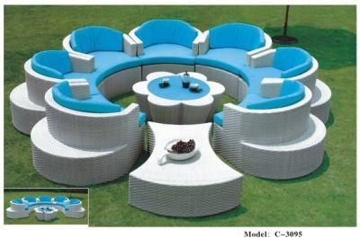 Modern Stylish White Wicker Outdoor Sofa Set, Rattan Garden Furniture with Variety Shaped