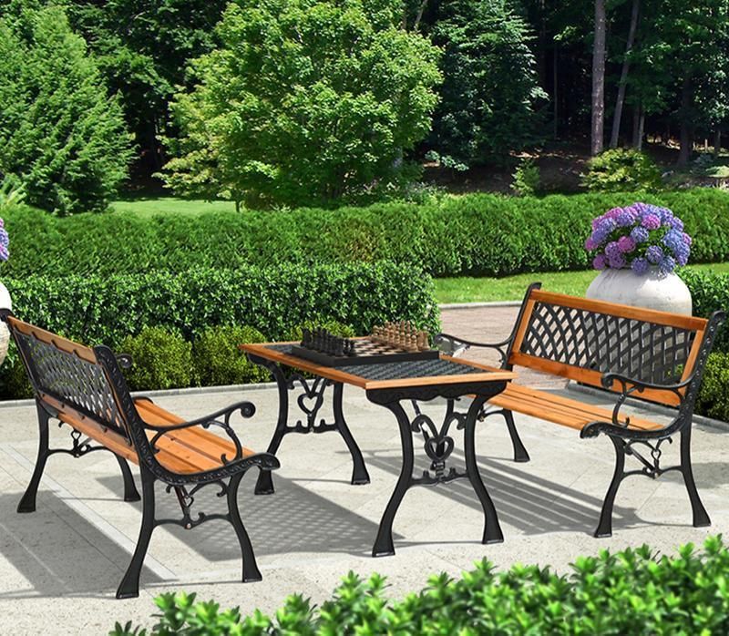 Plastic Wood Patio Garden Public Table and Chair 5 Sets