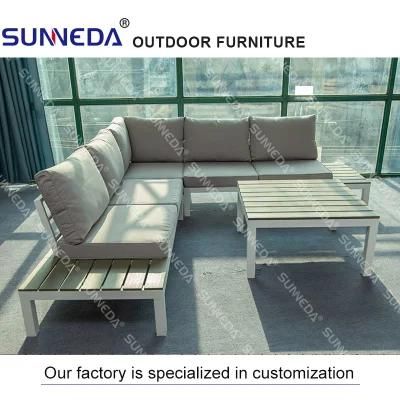 Modern Outdoor Garden Pool Side Furniture Corner Sofa and Tea Table Set Combination