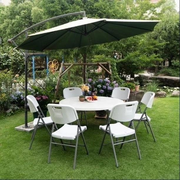 4FT Round Outdoor Plastic Table for Picnic/Meeting/Study/Dinging/Party/Banquet