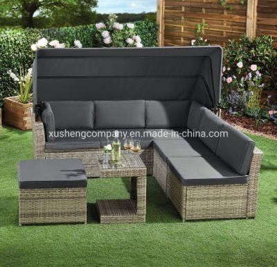 Outdoor Furniture Rattan Sofa with Canopy