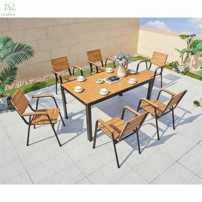 Garden Patio Furniture Outdoor Restaurant Plastic Wood Dining Chair with Table Outdoor Furniture Set