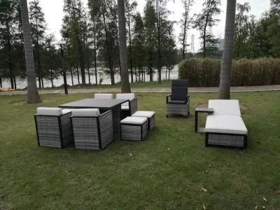 Hotel Customized Square Outdoor Dining Rattan Chair and Table Set