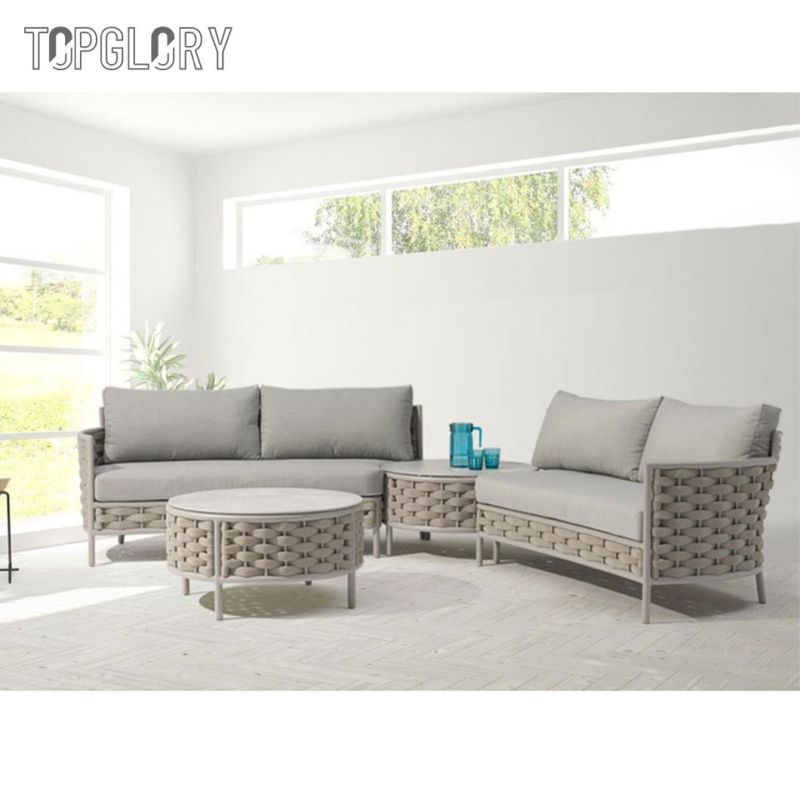 Hotel Villa Resort Modern Patio Furniture Garden Outdoor Patio Aluminum Rope Lounge Sofa