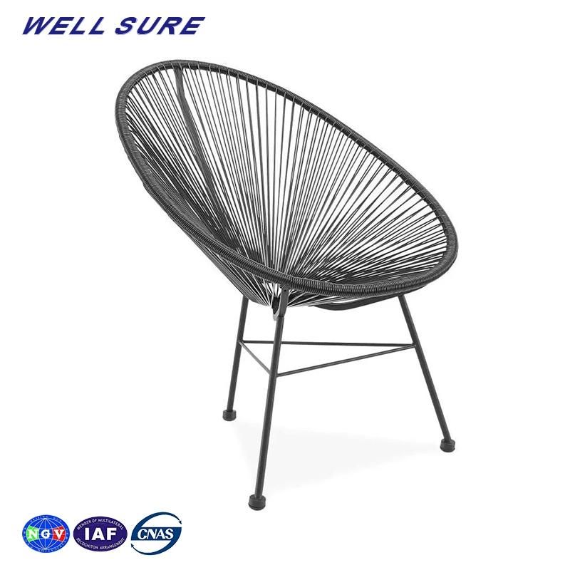 Factory Directly Armchair Indoor Outdoor Furniture White PE Rattan Metal Garden Chair