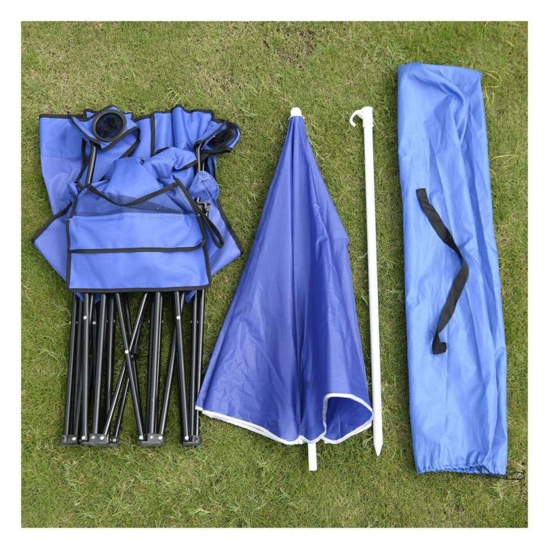 Portable Folding Picnic Double Chair W/Umbrella Table Cooler Beach Camping Chair