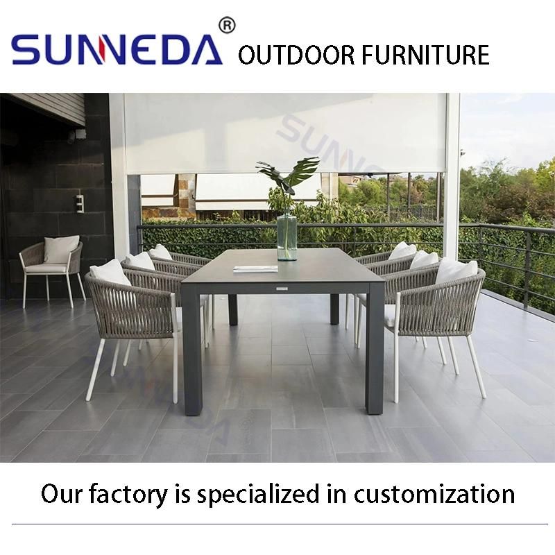Aluminum Frame Rope Woven Dining Set Outdoor Furniture New Design