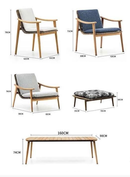 Wholesale Hotel Garden Leisure Picnic Wooden Table Chair Set Modern Villa Outdoor Garden Patio Furniture Leisure Rattan Rope Chair