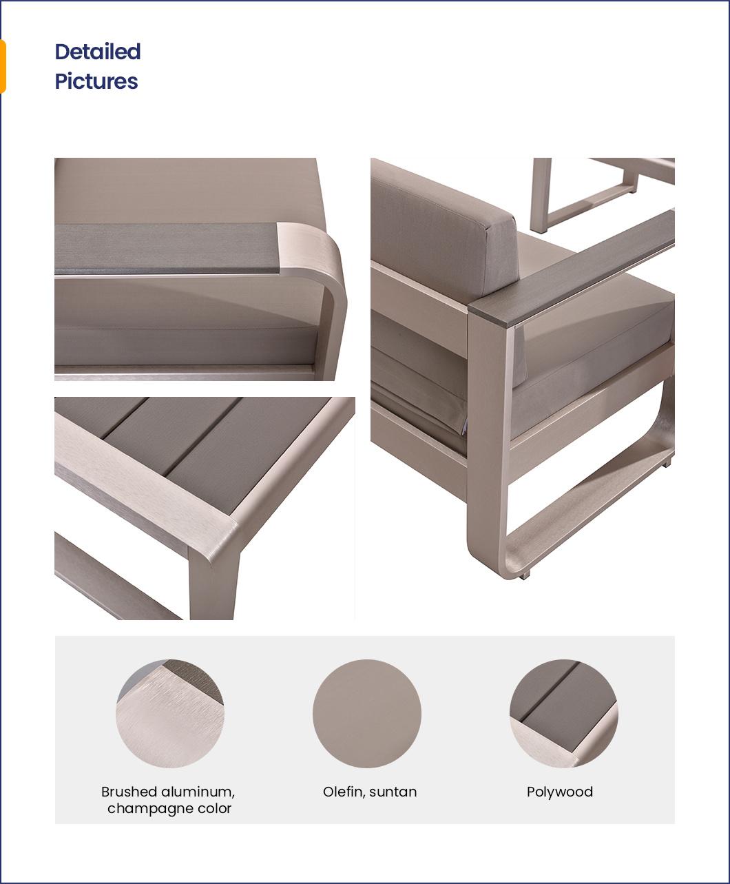 Water Resistant Aluminum Outdoor Sofa Furniture for Project - Fairy