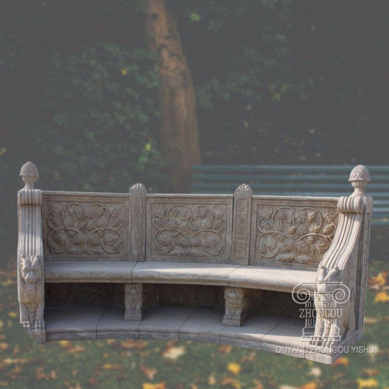 Marble Bench with Antique Treatment for Garden Decoration