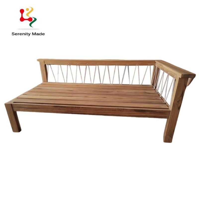 New Arrival Lounge Garden Furniture Teak Wood Frame Quick Dry Foam Upholstered Outdoor Sofa