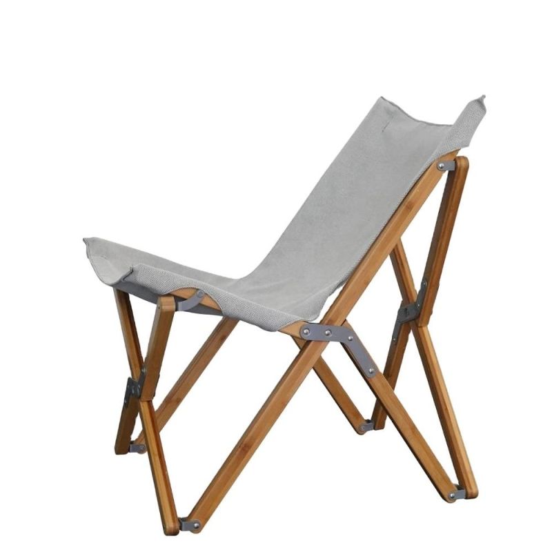 Outdoor High Back Wood Imitated Linen Fabric Folding Butterfly Chair Portable Camping Travel Moon Chair