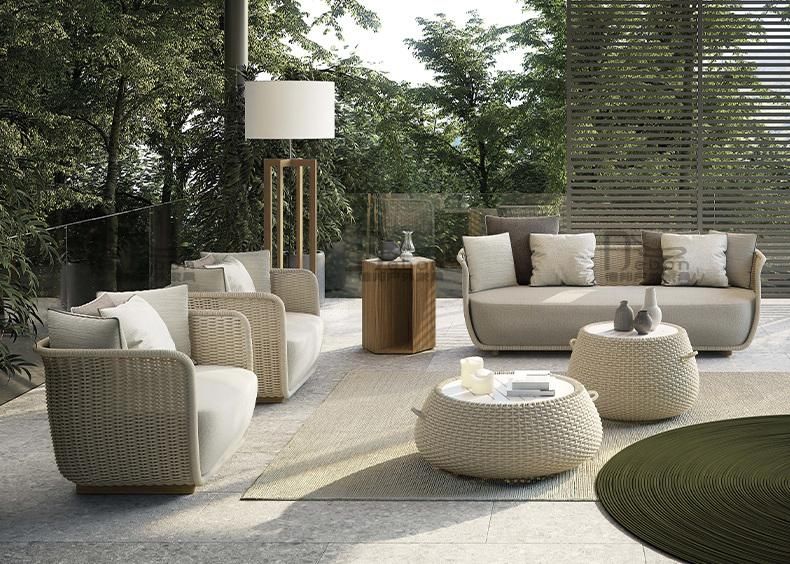 Zhida Garden Chair Modern Outdoor Furniture Hot Sale Patio Leisure Sofa Set Webbing Rope Fabric Seat Mesh Polyester Frame Sectional Sofa