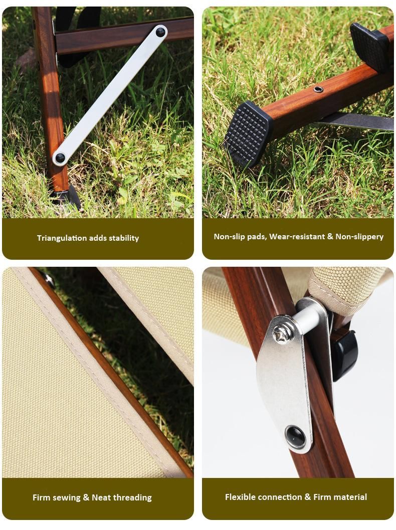 Lightweight Wood Grain Aluminum Bracket with Excellent Load-Bearing Capacity Portable Camping Chair