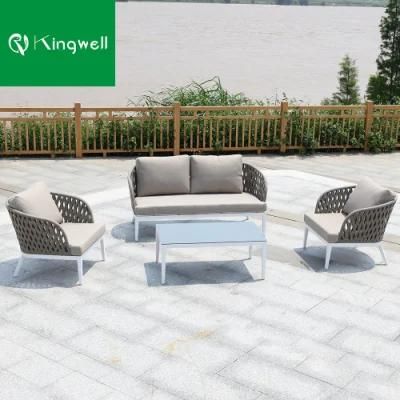 Aluminum Frame Furniture Outdoor Patio Sofa Sets Weaving Rope Sofa Set Used on Hotel Garden