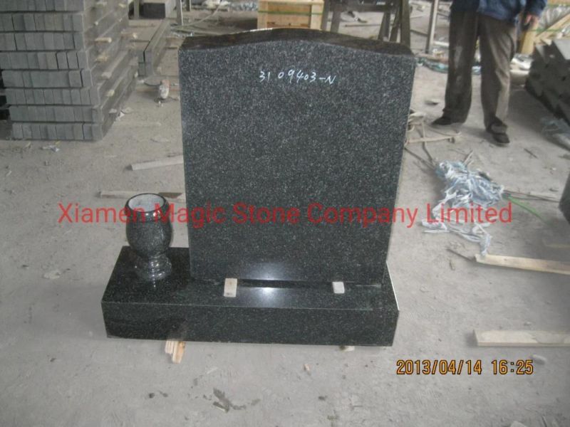 Simple Design Granite Stone Tombstone Marker with Vase