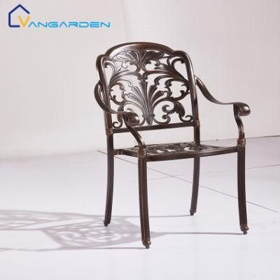 Cast Aluminum Modern Outdoor Dining Metal Chair Stackable for Garden