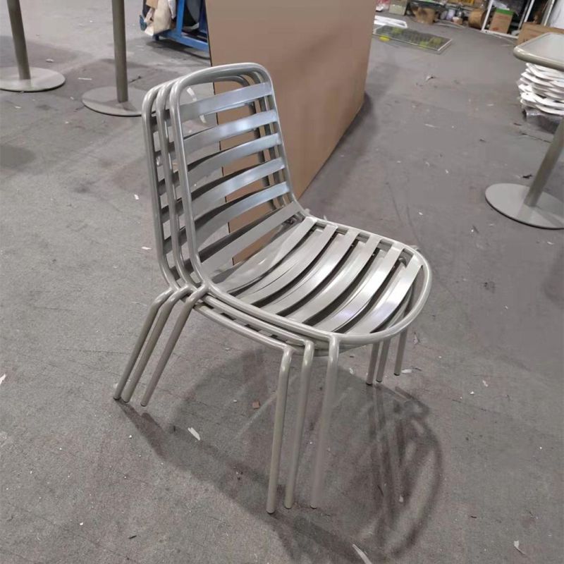 Stackable Commerical Furniture Restaurtant Cafe Outdoor Coffee Shop Cafe Aluminium Frame Dining Chair