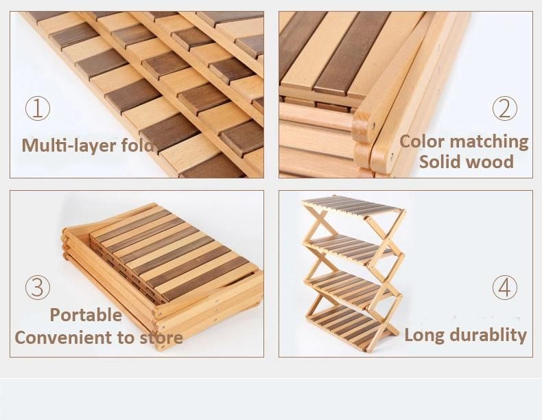 Hot Selling Durable Four-Layer Pallet Wooden Flower Folding Wooden Shelf