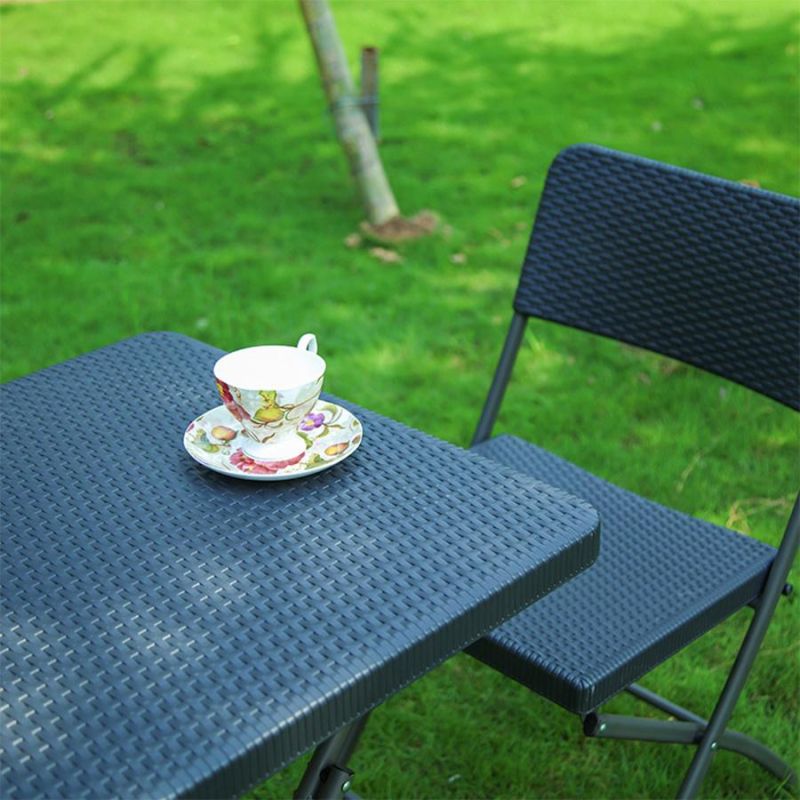 6-Foot Rectangular Rattan Plastic Folding Table for Garden BBQ Camping
