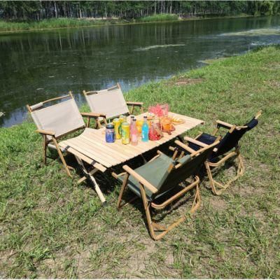 Outdoor Furniture Chair Wood Grain Aluminum Portable Folding Camping Chair