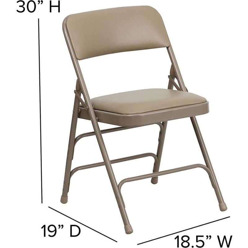 Beige Color Outdoor Camp Beach Folding Metal Steel Chair with Pad