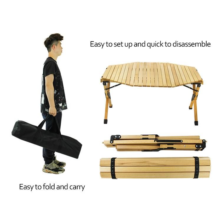 New Style 6 Sides Wooden Camping Folding Table