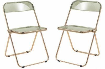 Acrylic Folding Chair with Gold Metal Frame