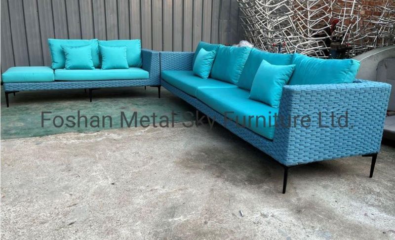 Outdoor Hotel Restaurant Patio Garden Rattan Aluminum Wicker Rope Sofa