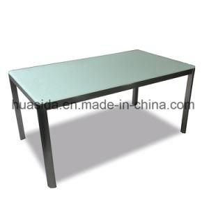 Silver Tempered Glass Table Top Outdoor Dining Table