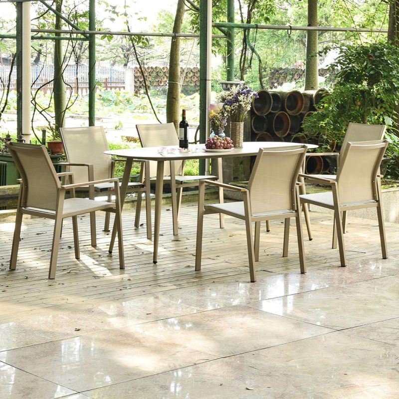 Nordic Style Outdoor Patio Garden Dining Room Casual Aluminum Furniture Set